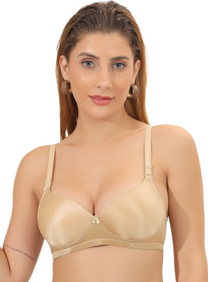 Women Vibes Lightly Padded T-Shirt Detachable Multiway Straps Soft Cotton Fabric Bras Peach Women Push-up Lightly Padded Bra(Beige)