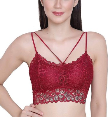 BRATON Women Bralette Lightly Padded Bra(Maroon)