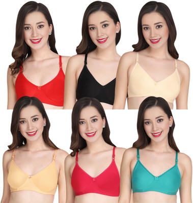 Liigne Women Everyday Padded Bra (Pack Of 6) for T-Shirt Saree Dress Sports Garment Women Full Coverage Lightly Padded Bra(Red)