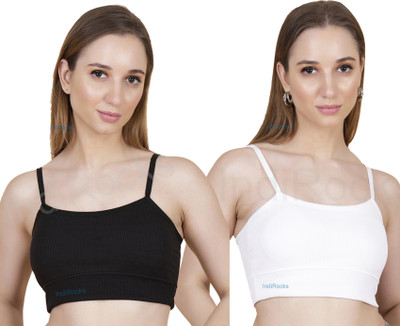 IndiRocks Spandex Padded Bra Comfortable Non-Wired with Removable Pad-Pack of 2 Women Bandeau/Tube Heavily Padded Bra(White, Black)