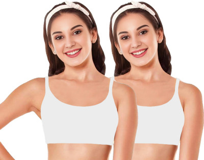 BRAAFEE Girls stretchable cotton full coverage non padded bra Girls Training/Beginners Non Padded Bra(Multicolor)
