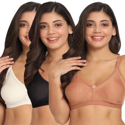 Docare Crystal Double Layered T Shirt Women Minimizer Non Padded Bra(White, Black, Brown)