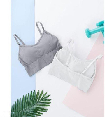 Hirrnik Women Cami Bra Lightly Padded Bra(Grey, White)