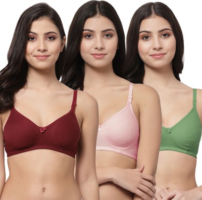 Docare NovaPad Women T-Shirt Lightly Padded Bra(Maroon, Pink, Green)