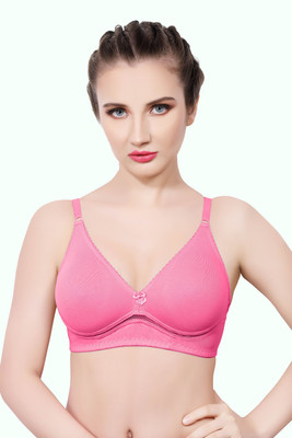 INTIHUG Women's Wireless Seamless Bra Ultra-Soft Push Up Full Coverage Bra Women Everyday Non Padded Bra(Pink)