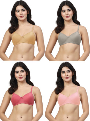 LILY maofcigam Women T-Shirt Lightly Padded Bra(Gold, Green, Pink, Pink)