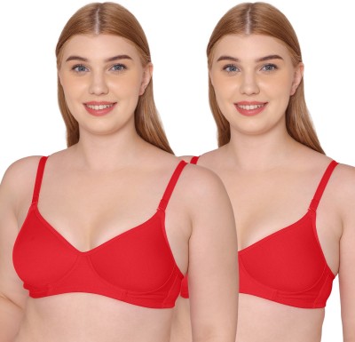 TWEENS Tweens Minimiser Support Medium Padded Cotton Rich Full Coverage Bra Women T-Shirt Lightly Padded Bra(Red)