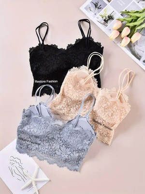 VS Beauti Sports Bras for Women Elegant Lace Wireless Yoga and Running Women Bralette Lightly Padded Bra(Multicolor)