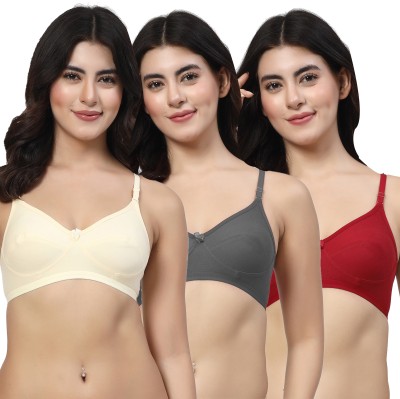 LILY Enimsaj Women Everyday Non Padded Bra(Beige, Grey, Maroon)