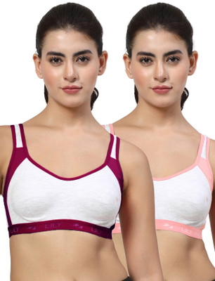 LILY Strops999 Women Sports Non Padded Bra(Purple, Orange)