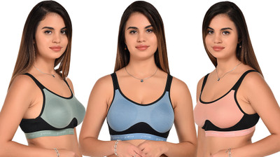 Yana Women Sports Non Padded Bra(Light Blue, Light Green, Pink)
