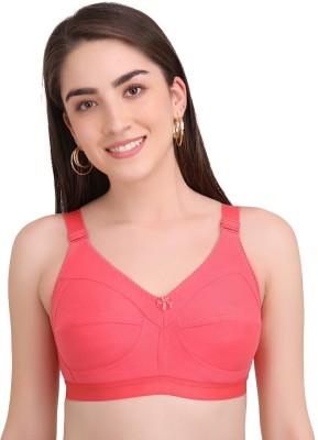 Daily life Non Padded Full Coverage Seamed-Cup T-Shirt Bras Women Full Coverage Non Padded Bra(Orange)