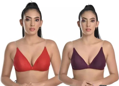 Norvia Women Everyday Non Padded Bra(Purple, Red)