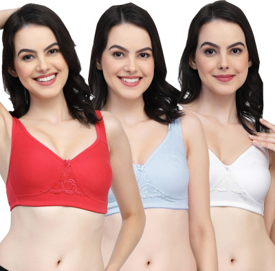 COLLEGE GIRL CG1214Mino Women Minimizer Non Padded Bra(Red, Light Blue, White)