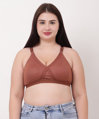 SuTJena Women Full Coverage Non Padded Bra(Brown)