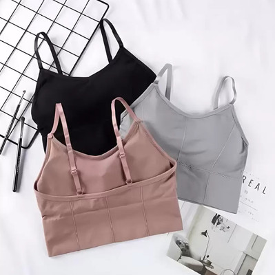 VS Beauti VS Beauti Women's Bralette Lightly Padded Sports Bra Gym Wear Women Sports Lightly Padded Bra(Black, Grey, Beige)