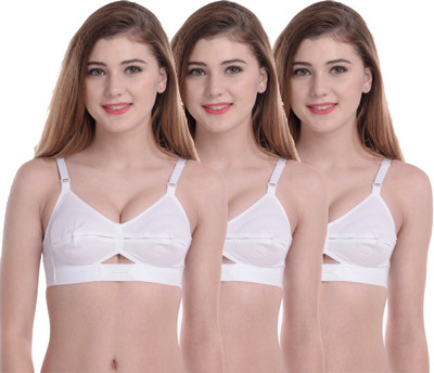 ROSIPO Cotton Non-Padded Bra Women Everyday Non Padded Bra(White)