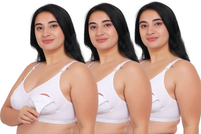 Fabme Women Maternity/Nursing Non Padded Bra(White)