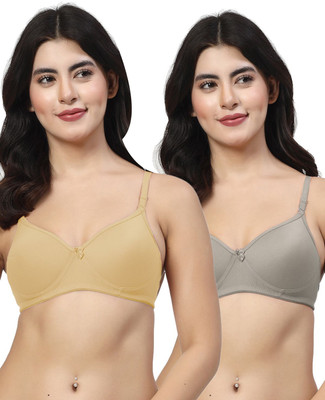 LILY maofcigam Women Full Coverage Heavily Padded Bra(Beige, Grey)