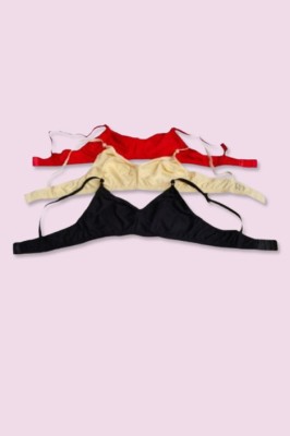 Lalit style hub Combo Womens Cotton blend Bra set of 3 Pcs Women Everyday Non Padded Bra(Beige, Black, Red)