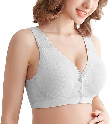 EYEOFPANTHER Women's Maternity Button Front Nursing Bra Comfy Wireless Breastfeeding Bras Women Maternity/Nursing Lightly Padded Bra(Grey)