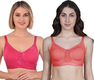 Ladyland Women full coverage front net bra Women T-Shirt Non Padded Bra(Maroon, Red)