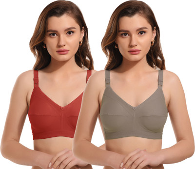 elina Comfort Wireless Bra for Women – Soft and Breathable Everyday Support Women Minimizer Non Padded Bra(Maroon, Brown)
