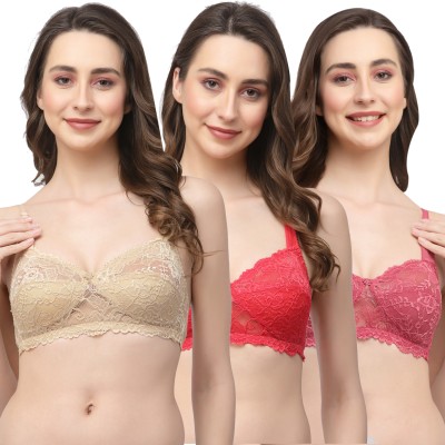 Docare Riya Bridal Women Bralette Non Padded Bra(Beige, Red)