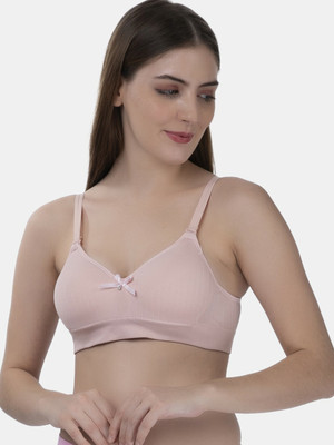 TOMKOT Padded Seamless soft fabric Women Push-up Lightly Padded Bra(Pink)