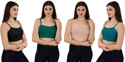 PZ enterprises Women's Cotton Lycra Free Size Non Padded Pull On Sport Bra Women Sports Non Padded Bra(Black, Dark Green, Pink, Green)