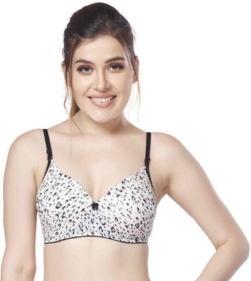 LOGGERHEAD Printed Nylon padded tshirt bra for women Women T-Shirt Lightly Padded Bra(White)