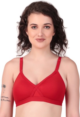 Hothy Full Coverage Seamed-Cup T-Shirt Bras Women T-Shirt Non Padded Bra(Red)