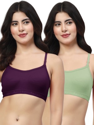 LILY 3321 Women Sports Non Padded Bra(Purple, Green)