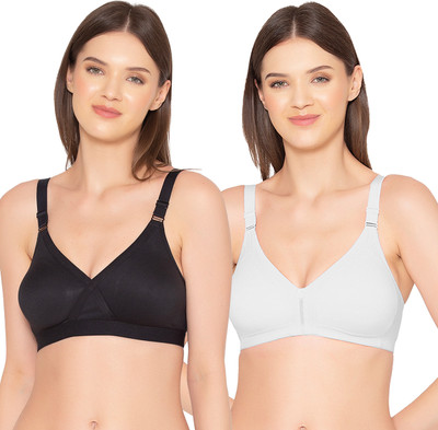 Groversons Paris Beauty Non-padded Combo Bra Women Full Coverage Non Padded Bra(Black, White)