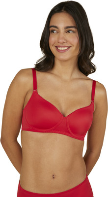 Triumph Plain T-Shirt Bra P Women T-Shirt Lightly Padded Bra(Red)