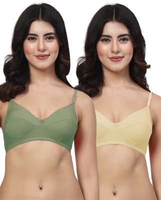 LILY manoop Women Everyday Non Padded Bra(Green, Beige)