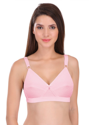 Featherline Cross Fit Polka Print Full Coverage Non Padded Non Wired Womens Minimizer Women Full Coverage Non Padded Bra(Pink)