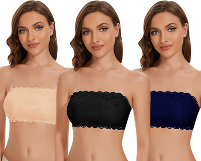 IndiRocks Bandeau/Tube Lightly Padded Bra Women Everyday Lightly Padded Bra(Black, Beige, Dark Blue)