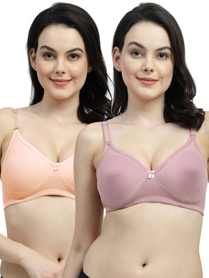 Shyam Sons FLAIR NWFemina Double Layered Cup Women T-Shirt Non Padded Bra(Purple, Orange)