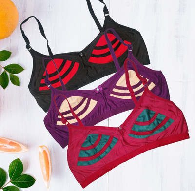 Piylu Women Full Coverage Non Padded Bra(Multicolor)
