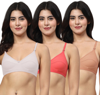 LILY anpas Women Everyday Non Padded Bra(White, Red, Brown)