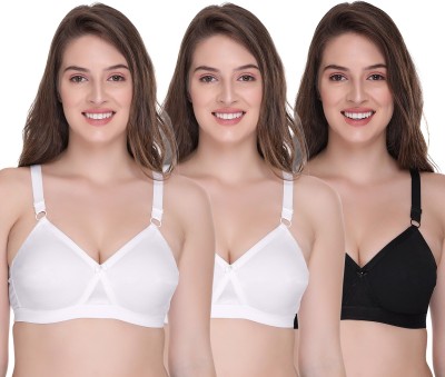 SONA Women's Super Fit Cotton Full Cup Non-Padded Non-Wired Everyday Bra Women Minimizer Non Padded Bra(White, Black)