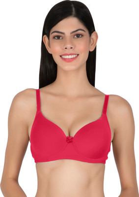 Joomie Joomie Heavily Padded Push Up with 3/4th Coverage Underwired T-Shirt Bra Women Push-up Heavily Padded Bra(Red)