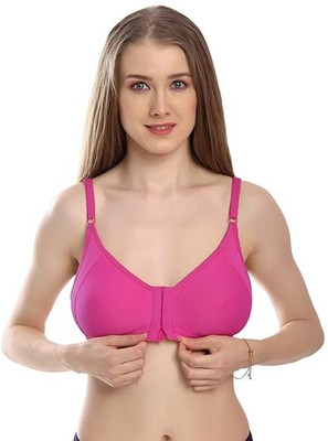 NAKSH ENTERPRISES Front Open Bra With Twin Adjuster Women Full Coverage Non Padded Bra Women Full Coverage Non Padded Bra(Pink)