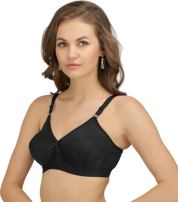 SONA Women's Super Fit Cotton Full Coverage Everyday Plus Size Bra Women Full Coverage Non Padded Bra(Black)