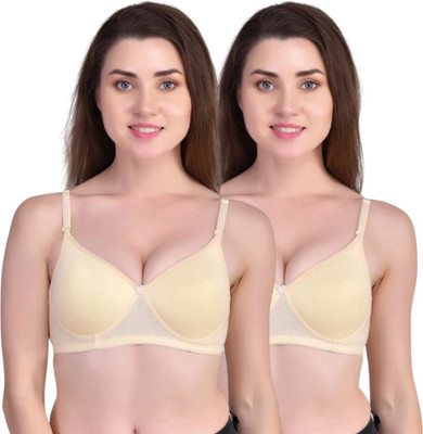 Thread sutra Everday T-Shirt Bra Women T-Shirt Lightly Padded Bra(Beige)