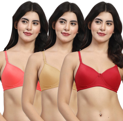 LILY mfruomalg Women T-Shirt Lightly Padded Bra(Maroon, Brown, Red)