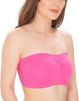 Taabar Women's Non-Padded, Non-Wired Seamless Tube Bra (Free Size) Women Full Coverage Non Padded Bra(Pink)