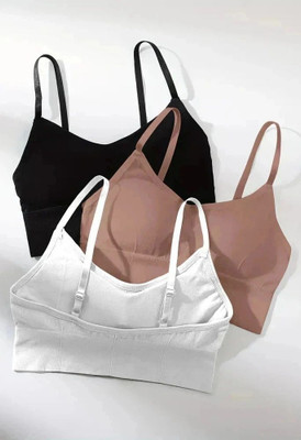 MAHEK CREATIVE 646 sports bra Women Everyday Lightly Padded Bra(Black, White, Brown)