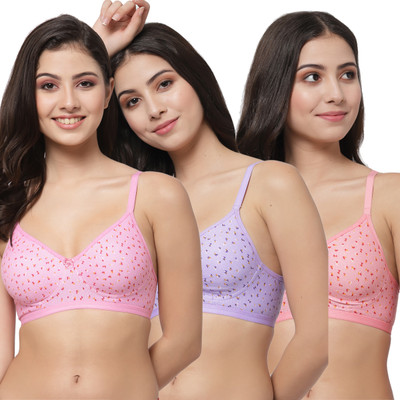 COLLEGE GIRL Women T-Shirt Non Padded Bra(Orange, Pink, Purple)